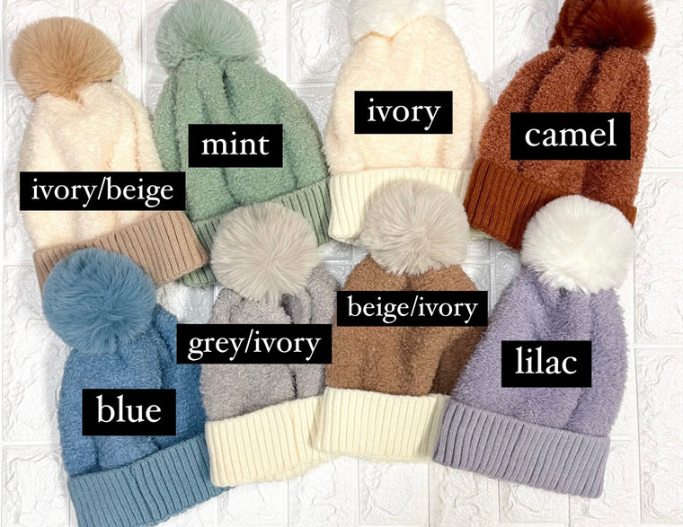 FUZZY BEANIE- 7 COLORS