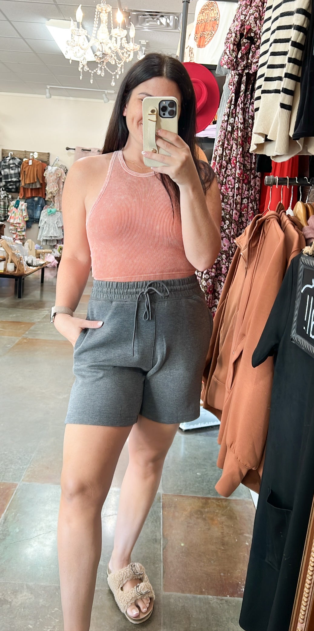 CHARCOAL SWEAT SHORTS