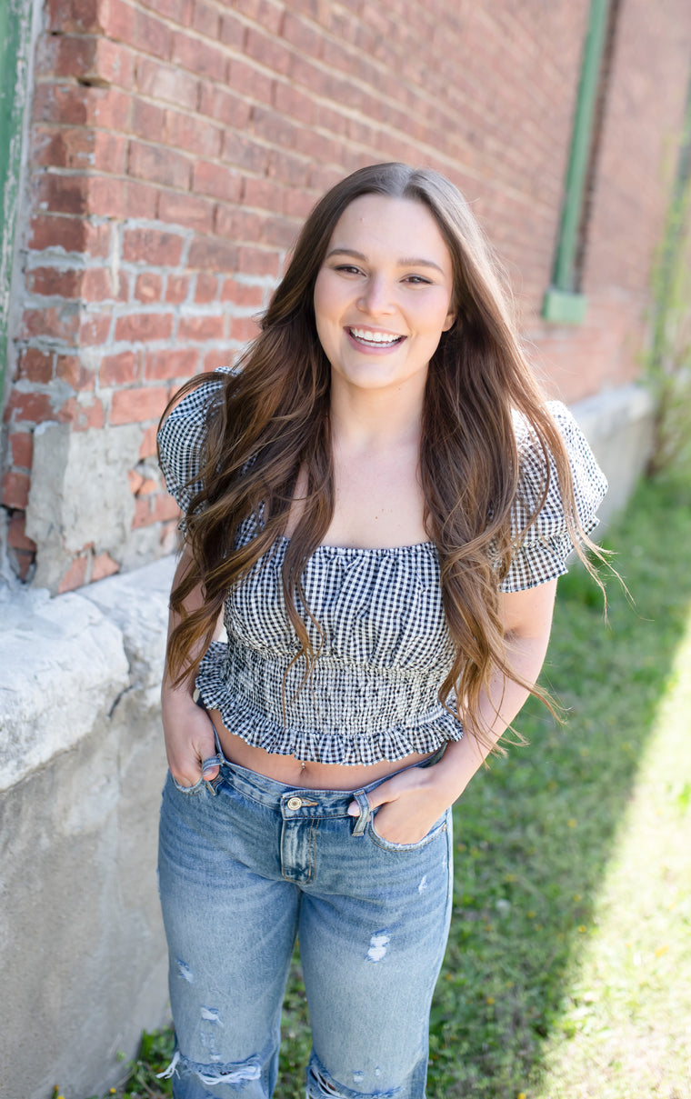 HAPPY CHANCE GINGHAM TOP
