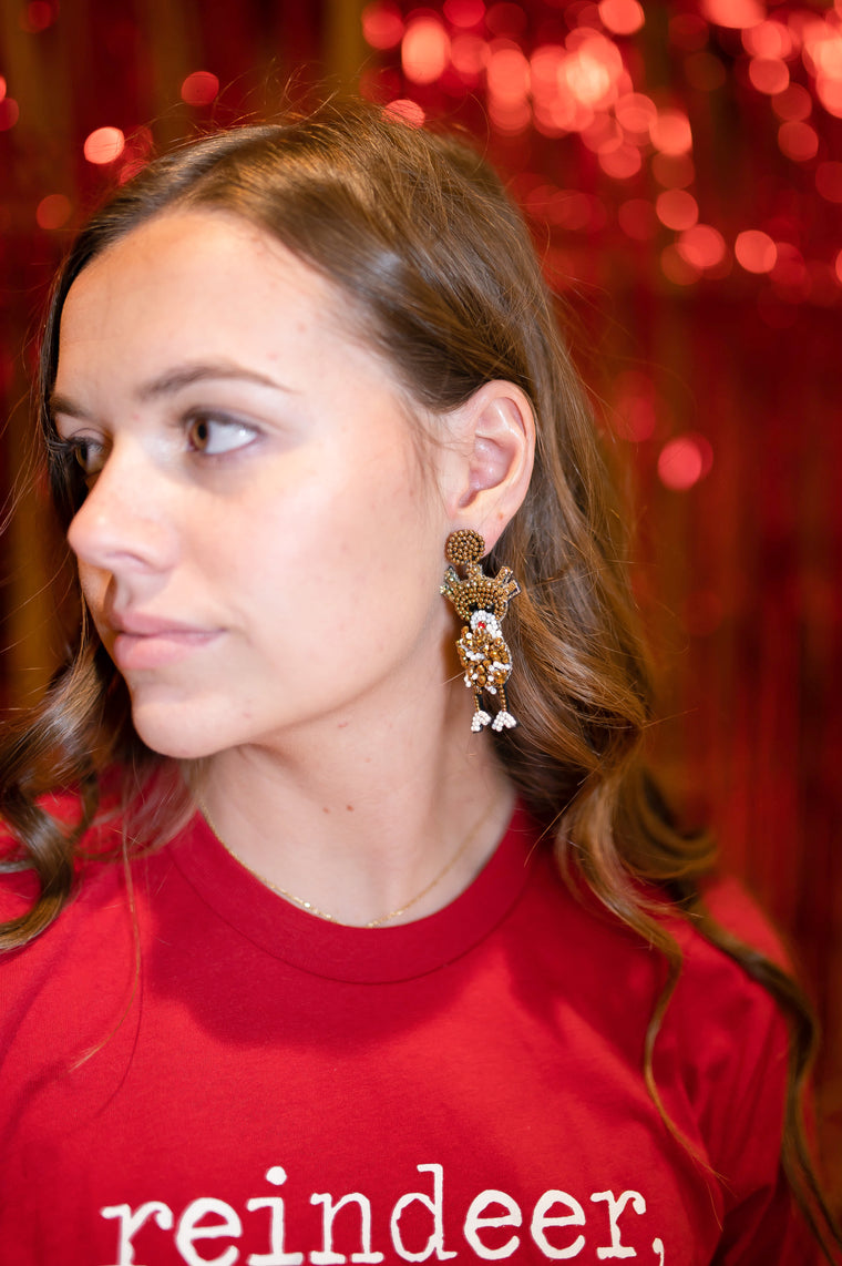 REINDEER BEADED EARRING