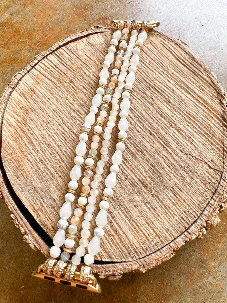 IVORY AND WHITE BEADED WATCH BAND