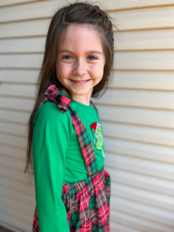 GRINCH PLAID DRESS